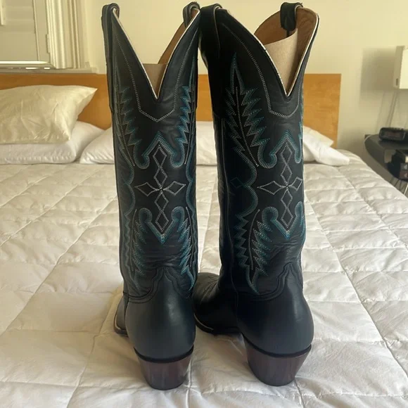 CITY BOOTS The Memorial Boot in Navy - leather western boots women’s 10 - Picture 2 of 7